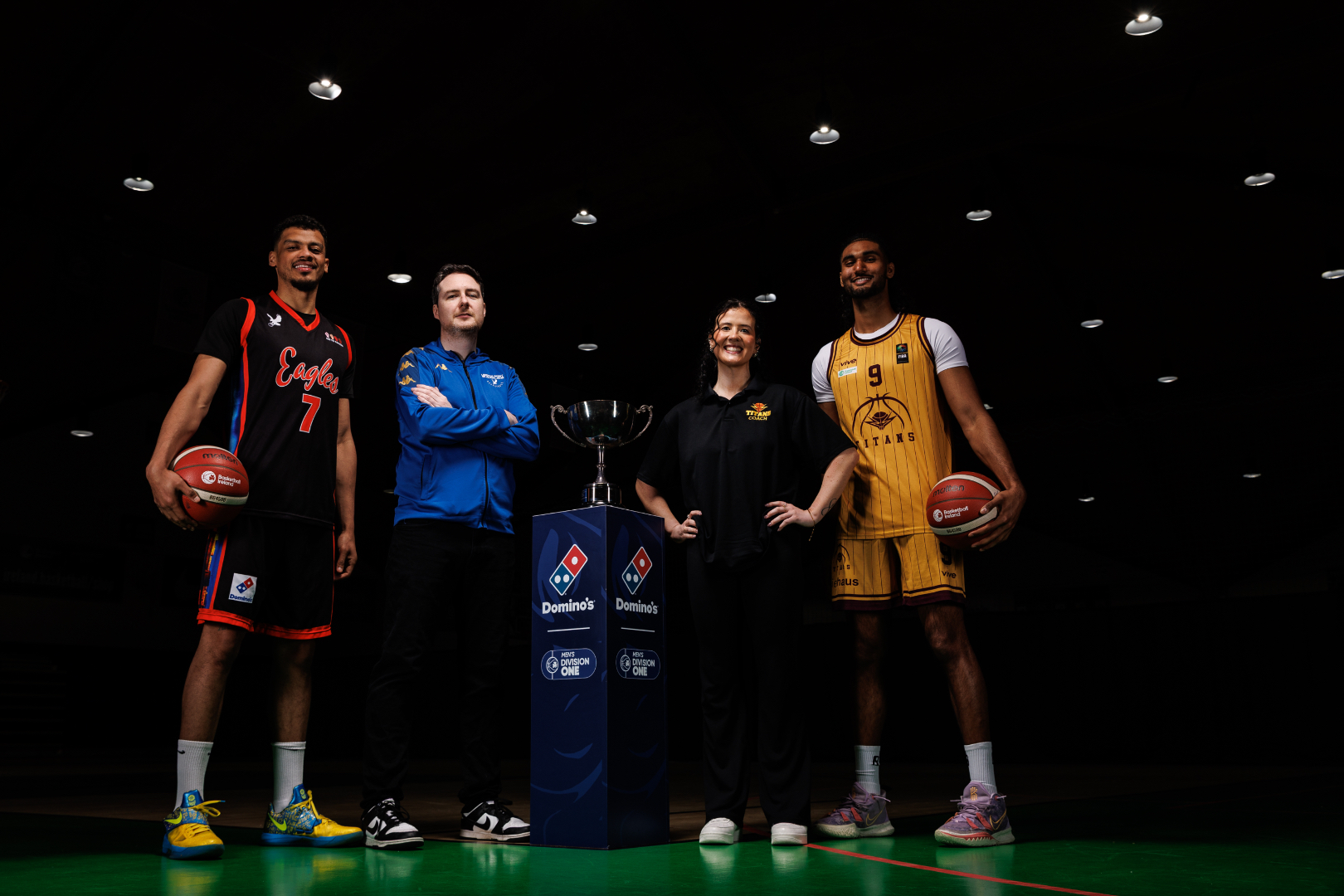 Ryan Leonard and coach Niall McDermott of Limerick Sport Eagles with Titans BC coach Erin Bracken and Umar Rachid